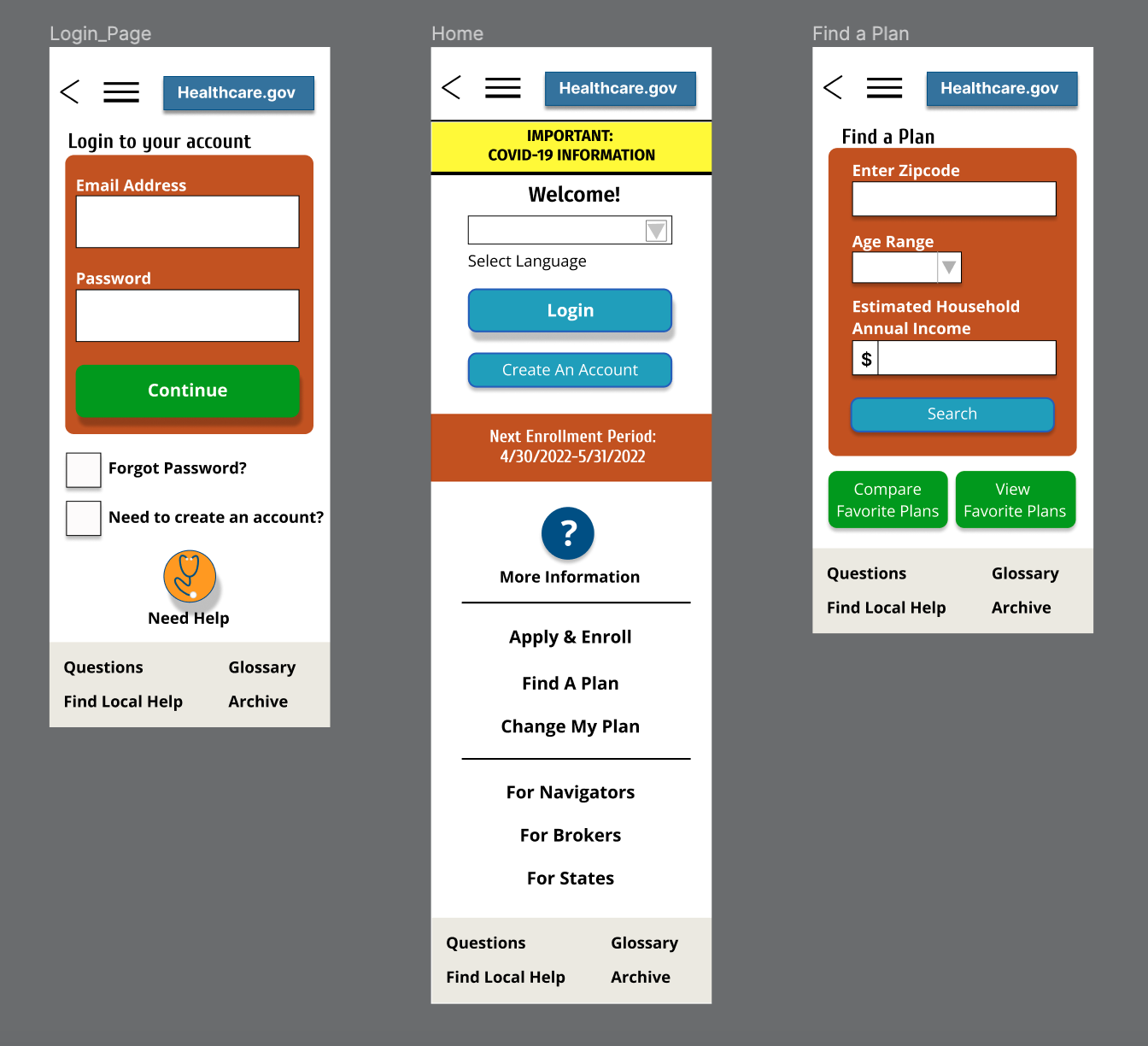 High-fidelity Mockup of Redesigned Mobile Pages.
