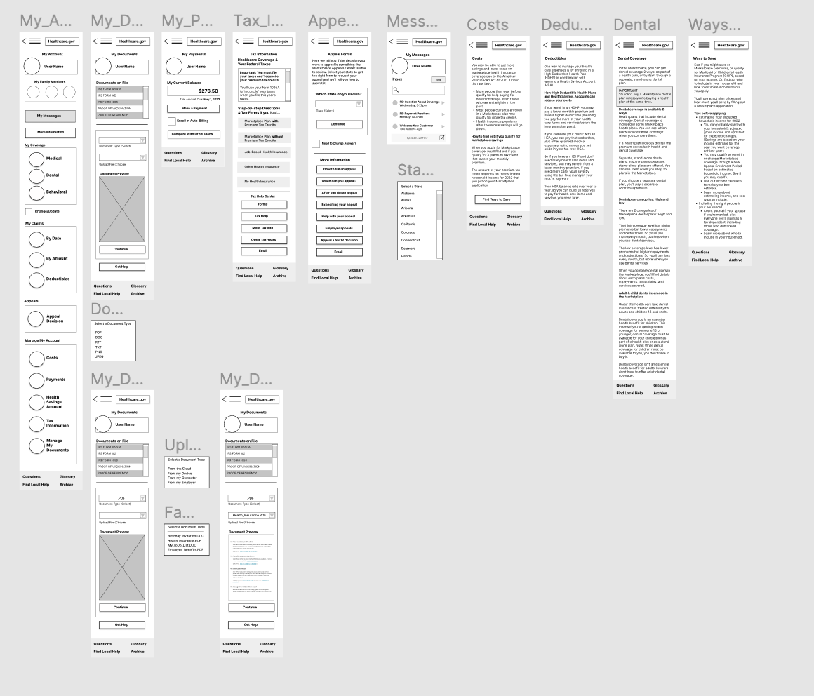 Photo showing a Figma prototype ideas for a mobile version of the site.
